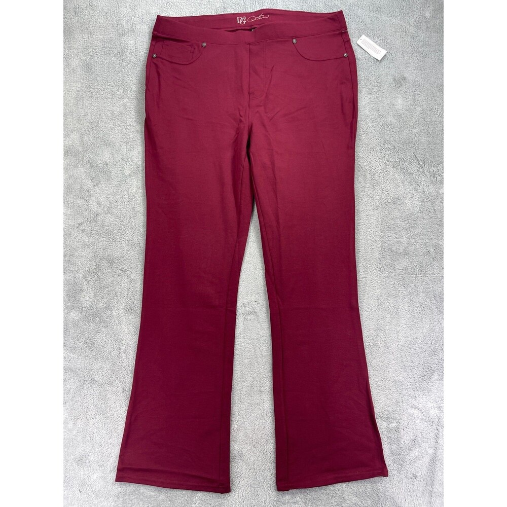 DG2 by Diane Gilman Pants Womens XL Burgundy Rayon Stretch High Rise Bootcut Leg